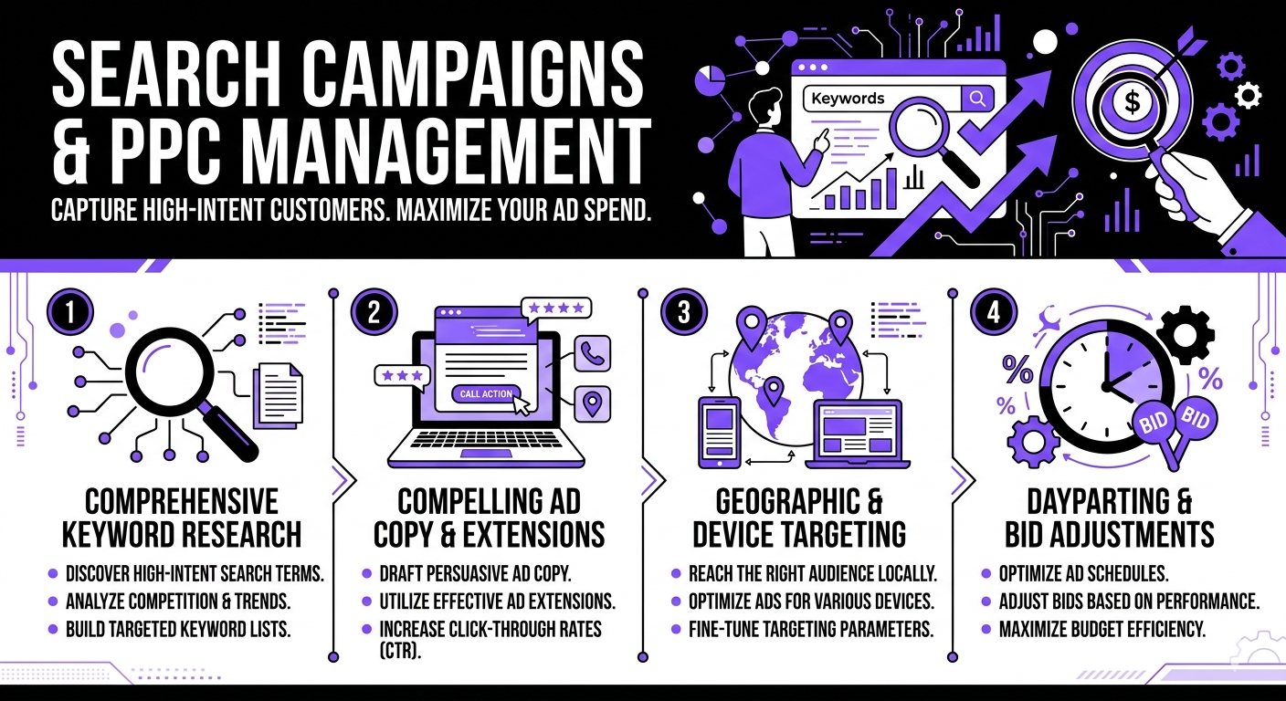 Search Campaigns & PPC Management - Keyword research